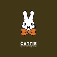 bunny head tie mascot logo vector icon
