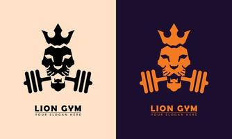 león rey gimnasio cara icono vector logo