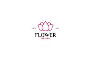 Flat outline water lily logo design vector illustration