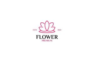 Flat outline water lily logo design vector illustration