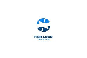 Flat circle round fish logo design vector template illustration