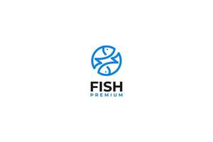 Flat circle round fish logo design vector template illustration