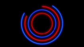 fundo de loop de círculo de luz neon vermelho e azul video