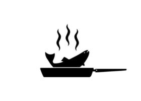 Silhouette of the Chicken Meat on the Frying Pan for Logo, Apps, Website, Pictogram,  Art Illustration or Graphic Design Element. Vector Illustration