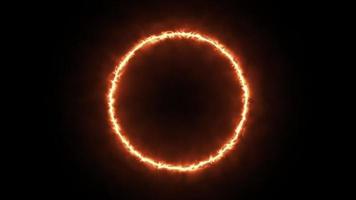 Ring of neon gold fire light circle video