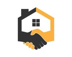 House shape with hand shake vector