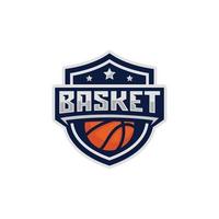 Ilustración de vector de diseño de logotipo de emblema de equipo de baloncesto