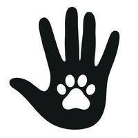 Dog paw in human hand vector