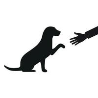 Dog gives a paw to a person vector