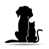 ilustración de perro y gato con sombra vector