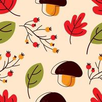 Autumn and mushroom seamless pattern vector