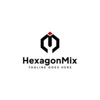 plantilla de letras mi hexágono logo vector