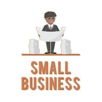 personaje de diseño africano de pequeñas empresas con texto vector