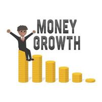 business african money growth design character person with text vector