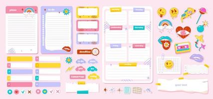 Diary stickers. Words, characters and quotes for planner journal. Trendy  notebook decor with girls, food and cats. Daily reminder vector set Stock  Vector by ©tartila.stock.gmail.com 463991742