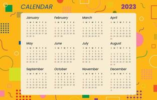 Stylish Colorful Modern Abstract Calendar 2023 Template vector