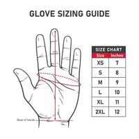 Hand drawn illustration of hand glove sizing guide and charts vector