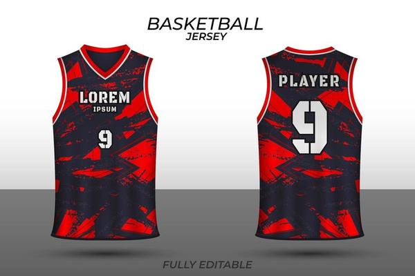 Basketball Jersey Pattern Design Template. Red Abstract Background