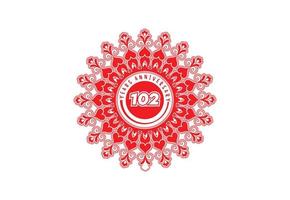 102 years anniversary logo and sticker design vector