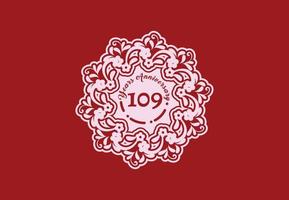 109 years anniversary logo and sticker design vector