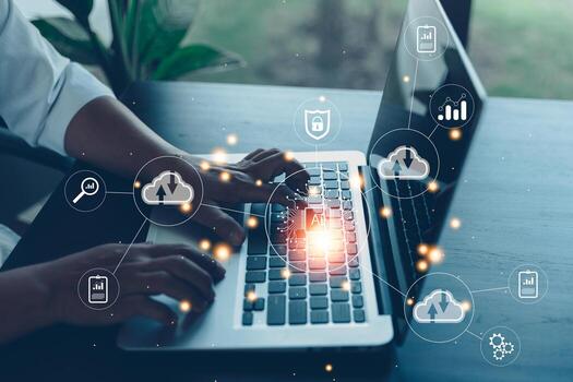 Digital transformation change management, internet of things. New technology bigdata and business process strategy, customer service management, cloud computing, smart industry. Ai intelligent service photo