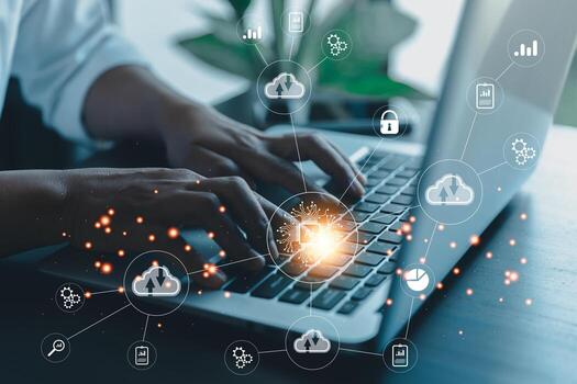 Digital transformation change management, internet of things. New technology bigdata and business process strategy, customer service management, cloud computing, smart industry. Ai intelligent service photo