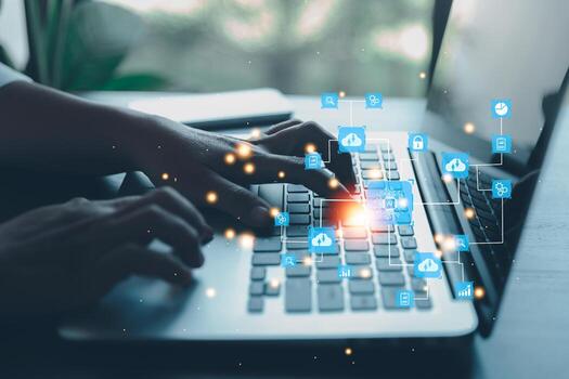 Digital transformation change management, internet of things. New technology bigdata and business process strategy, customer service management, cloud computing, smart industry. Ai intelligent service photo