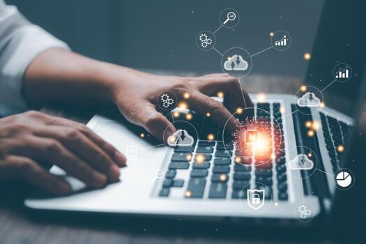 Digital transformation change management, internet of things. New technology bigdata and business process strategy, customer service management, cloud computing, smart industry. Ai intelligent service photo