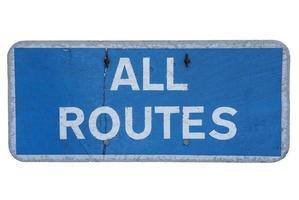 all routes direction sign isolated over white photo