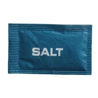 single dose salt sachet isolated over white photo