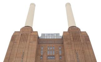 Battersea Power Station in London isolated over white