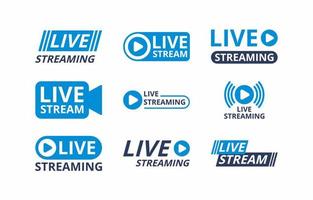 Live Online Stream Icon Badge Collection vector