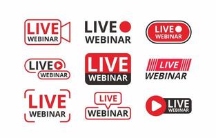 Live Webinar Icon Badge Collection vector