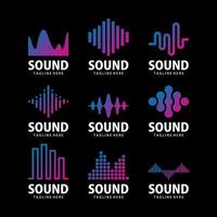 Sound Wave Music Abstract Logo Collection vector