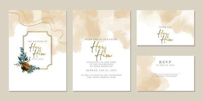 Luxury beautiful flowers wedding invitation card background template vector