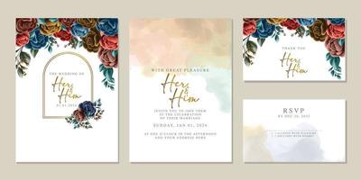 plantilla de fondo de tarjeta de invitación de boda de flores hermosas de lujo vector