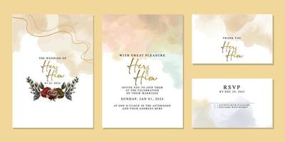 Luxury beautiful flowers wedding invitation card background template vector