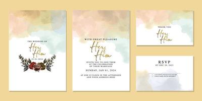 plantilla de fondo de tarjeta de invitación de boda de flores hermosas de lujo vector