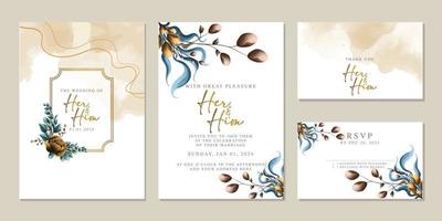 Luxury beautiful flowers wedding invitation card background template vector