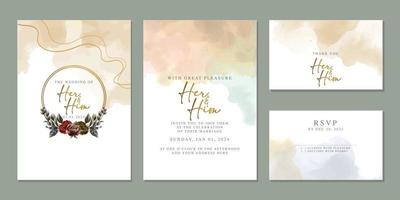 Luxury beautiful flowers wedding invitation card background template vector