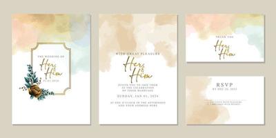 Luxury beautiful flowers wedding invitation card background template vector