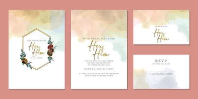 Luxury beautiful flowers wedding invitation card background template vector