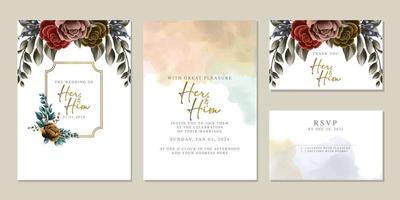 Luxury beautiful flowers wedding invitation card background template vector