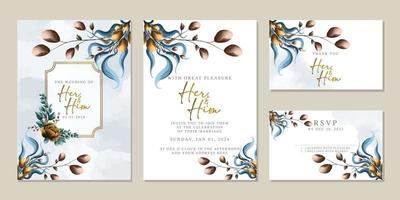 Luxury beautiful flowers wedding invitation card background template vector