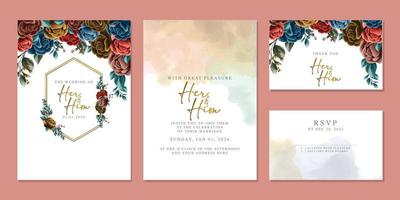 Luxury beautiful flowers wedding invitation card background template vector