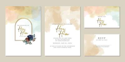 Luxury beautiful flowers wedding invitation card background template vector