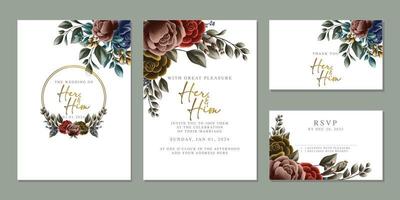 Luxury beautiful flowers wedding invitation card background template vector