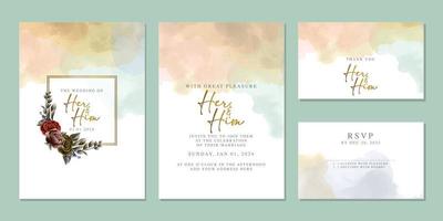 Luxury beautiful flowers wedding invitation card background template vector