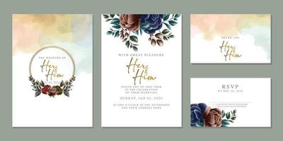 Luxury beautiful flowers wedding invitation card background template vector