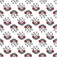 Seamless pattern with rainbow and hearts. Vector illustration